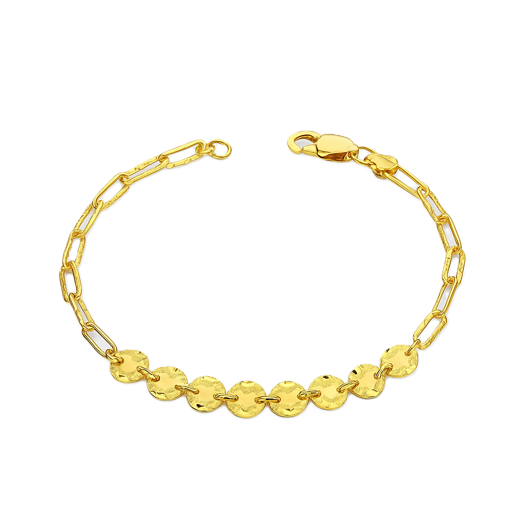 916 Gold Disc Link Bracelet – Modern Shine, Timeless Soul