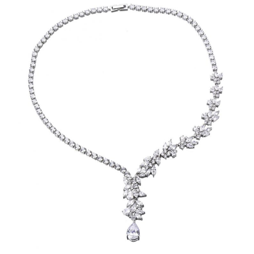 Asymmetric Vine-Inspired Necklace with Teardrop Centerpiece