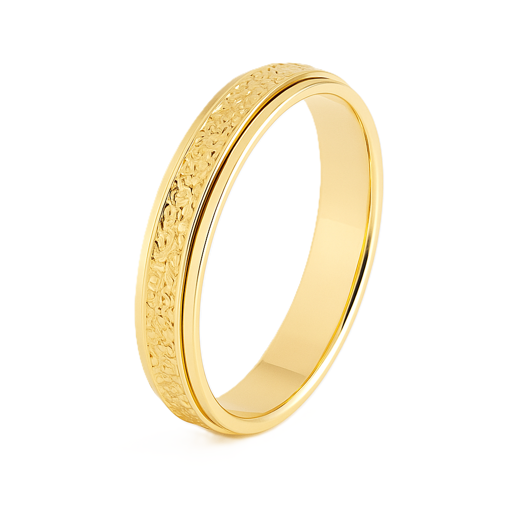 Aurora 916 Gold Carved Band – A Touch of Eternal Warmth