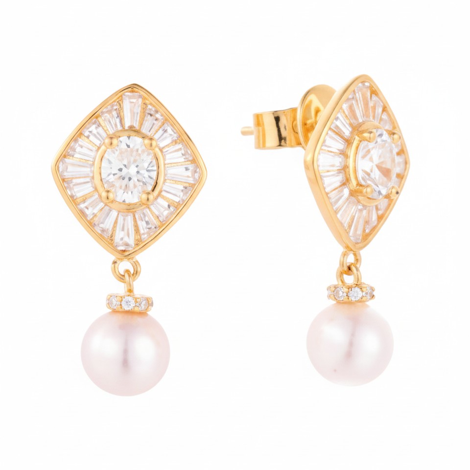 Celestial Grace Pearl Drop Earrings