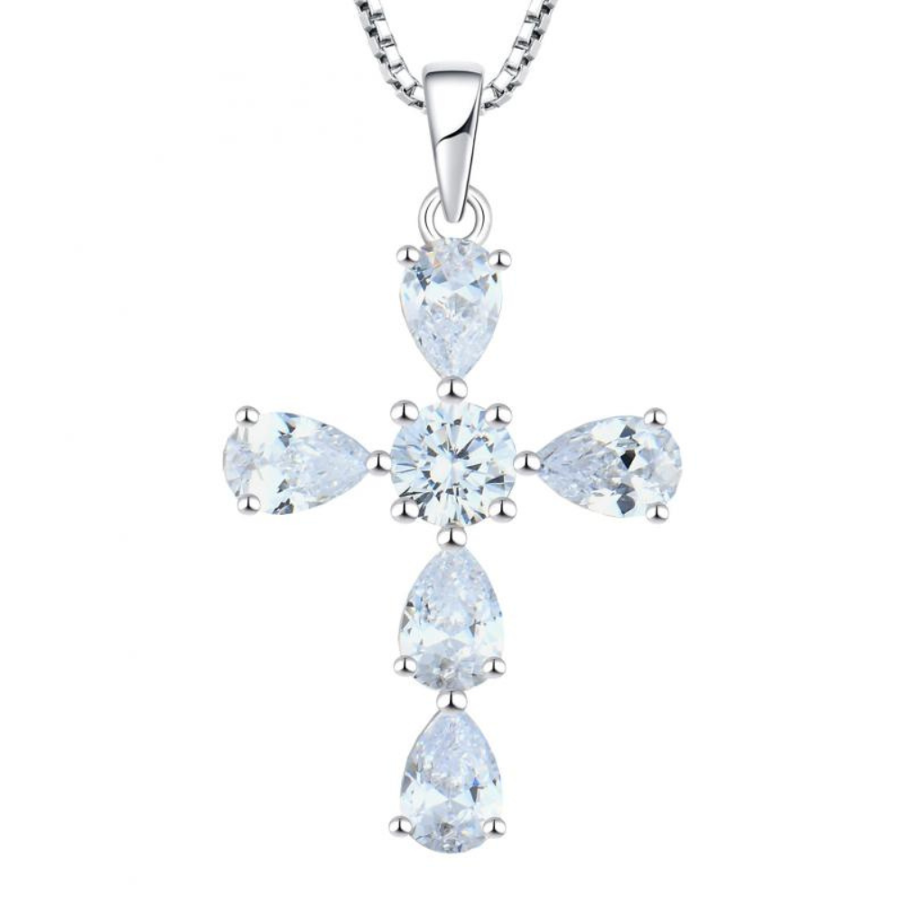 Diamond Cross with Pear-Shaped Brilliance