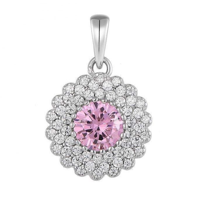 Elegant Pink Sapphire & Diamond Halo Pendant