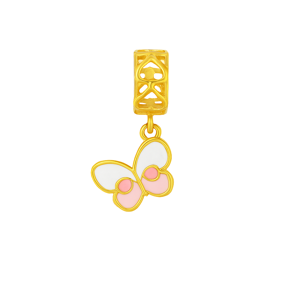 Enamel Butterfly Gold Charm: Modern Whimsy