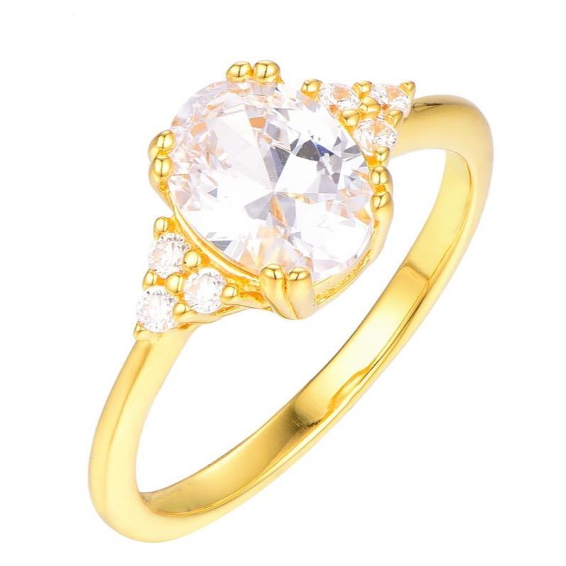 “Golden Flame” Oval Solitaire in Yellow Gold