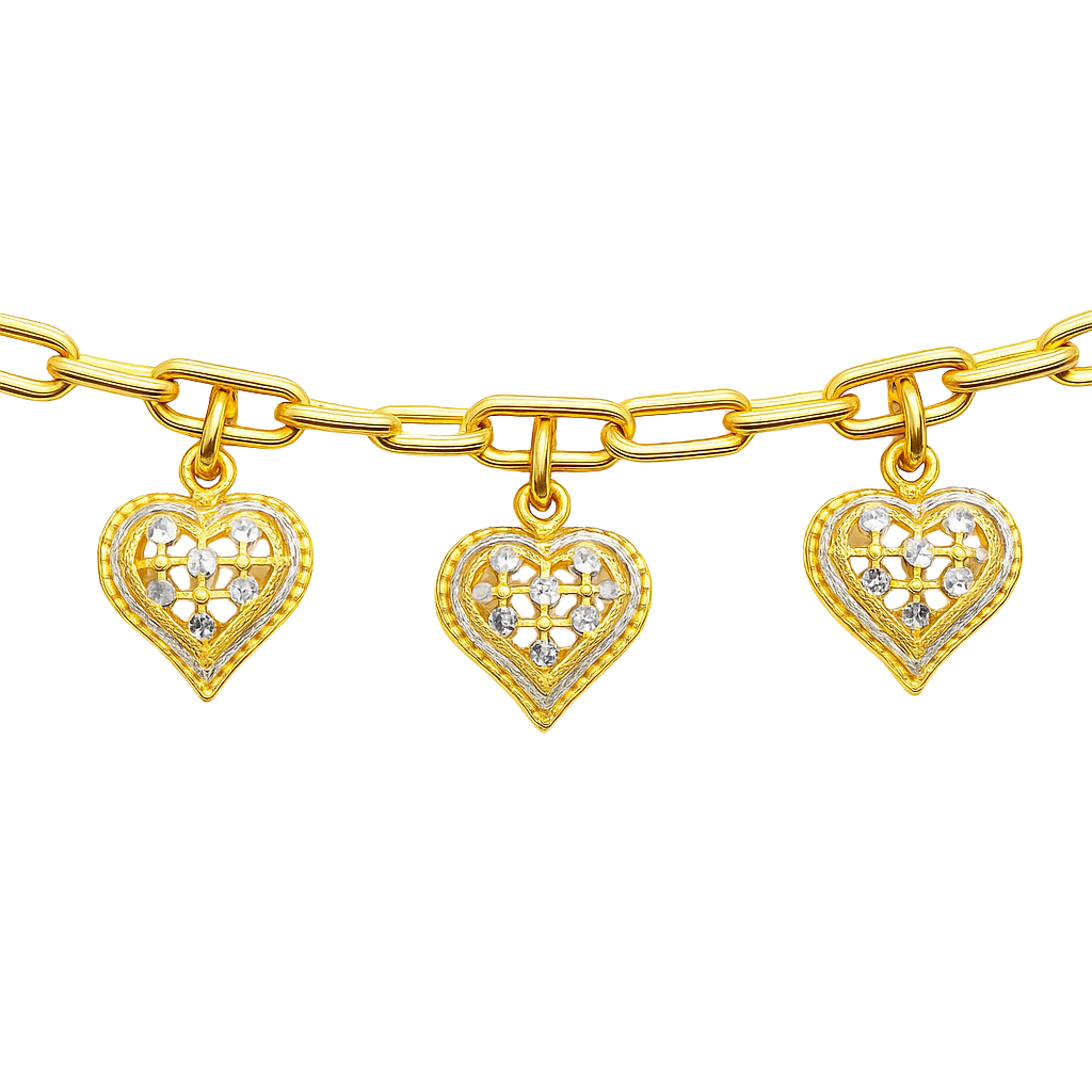 Golden Lace Heart Charm Bracelet