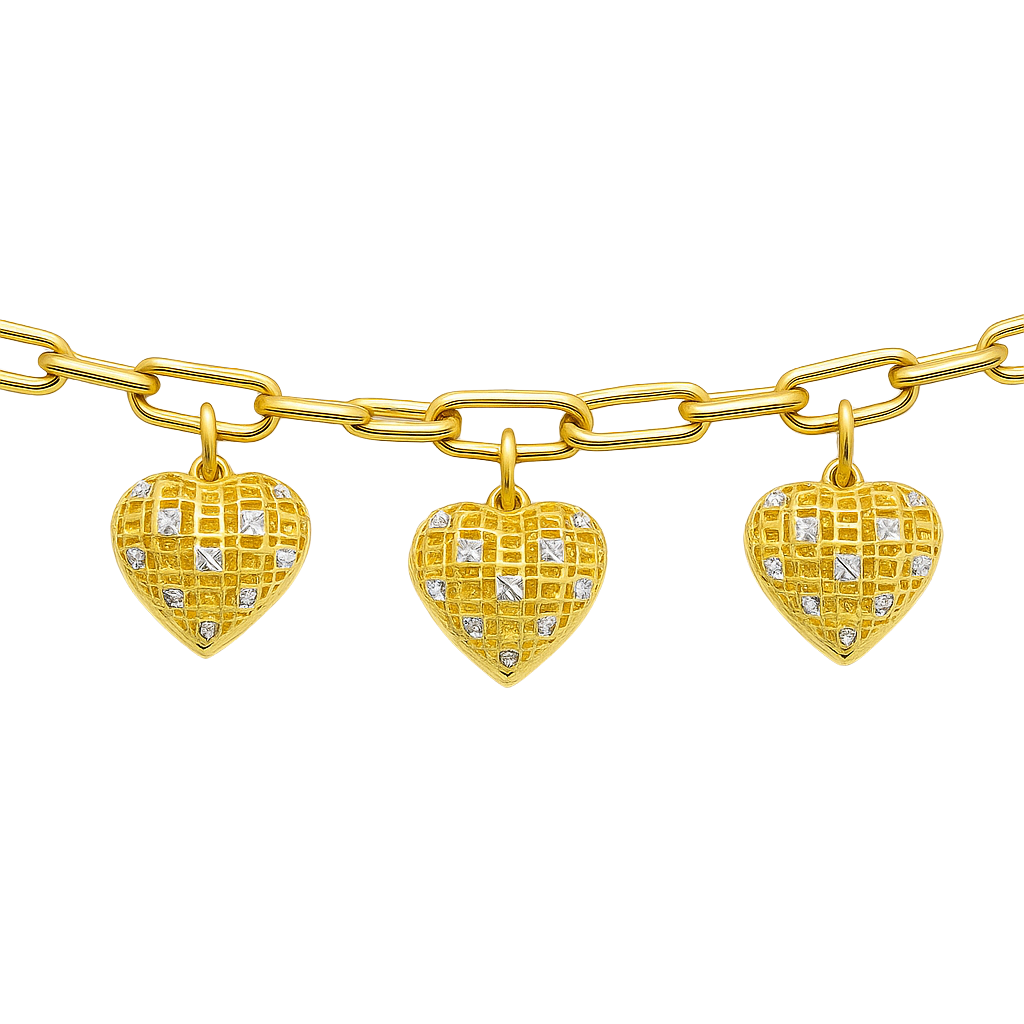 Golden Radiance Triple Heart Bracelet