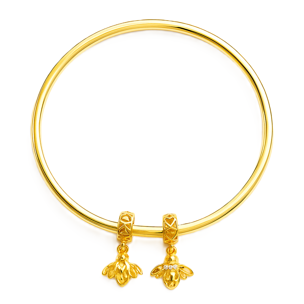 Honey Luxe 916 Gold Bangle with 5D Bee Charms