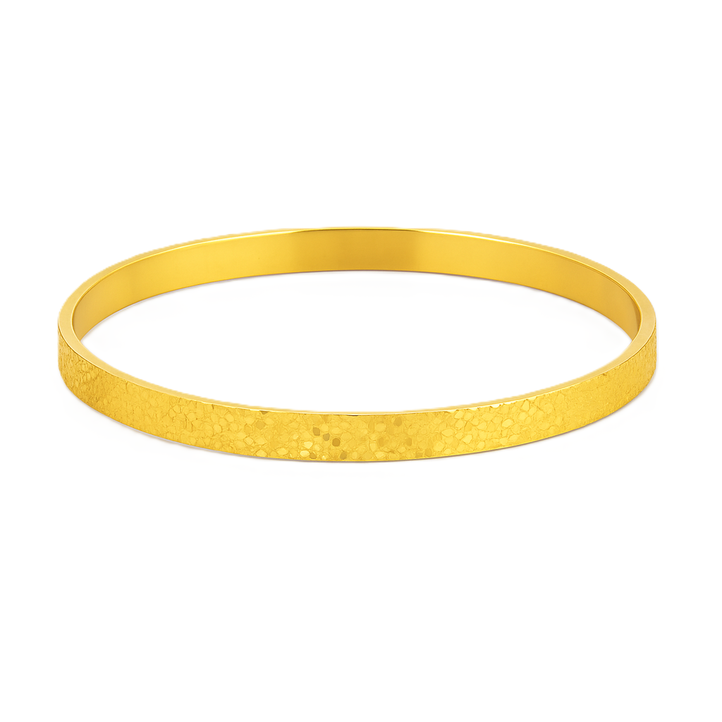 Celeste 916 Gold Hammered Bangle – 4mm Signature Elegance