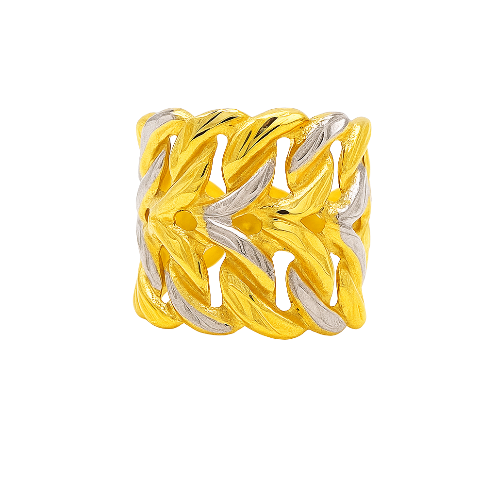 Prestige Wide Gold Ring: Precious Interlock