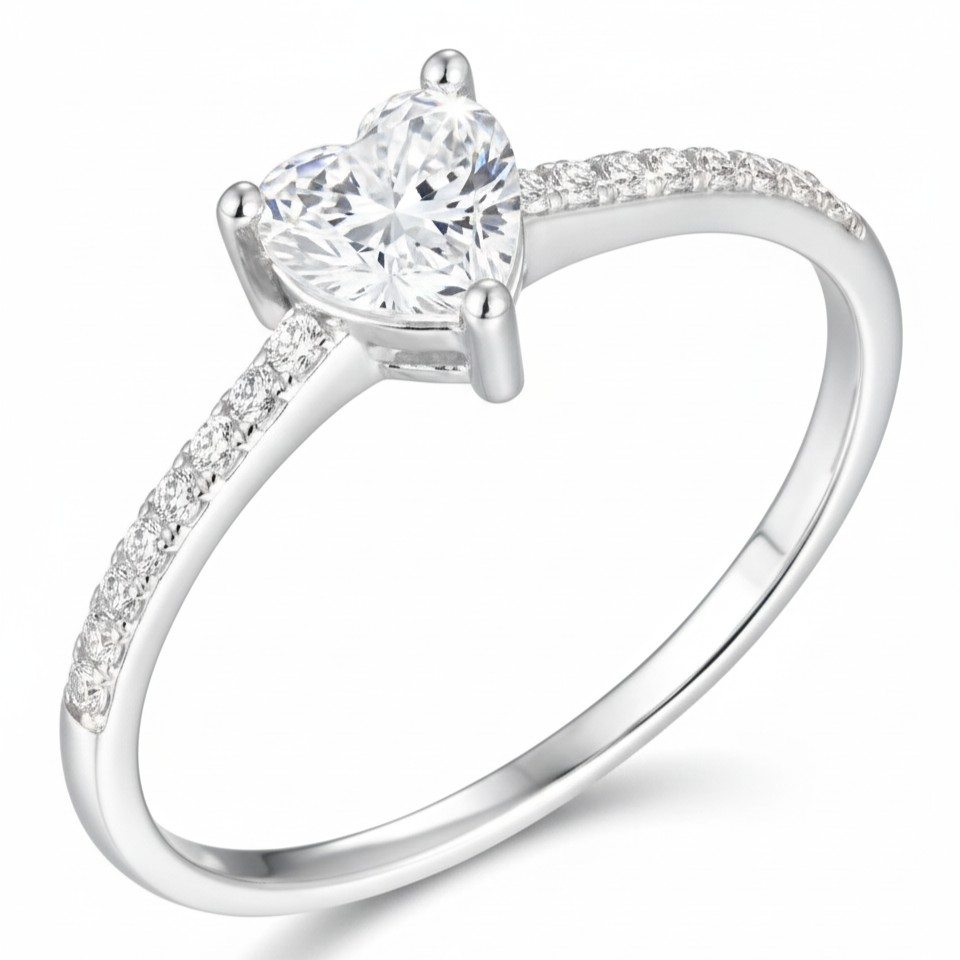 Pure Devotion Solitaire Heart Ring