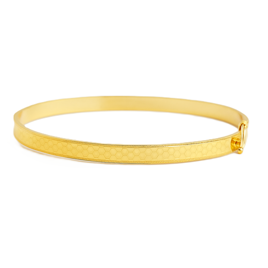 Radiant 916 Gold Honeycomb Bangle – 4mm of Pure Elegance