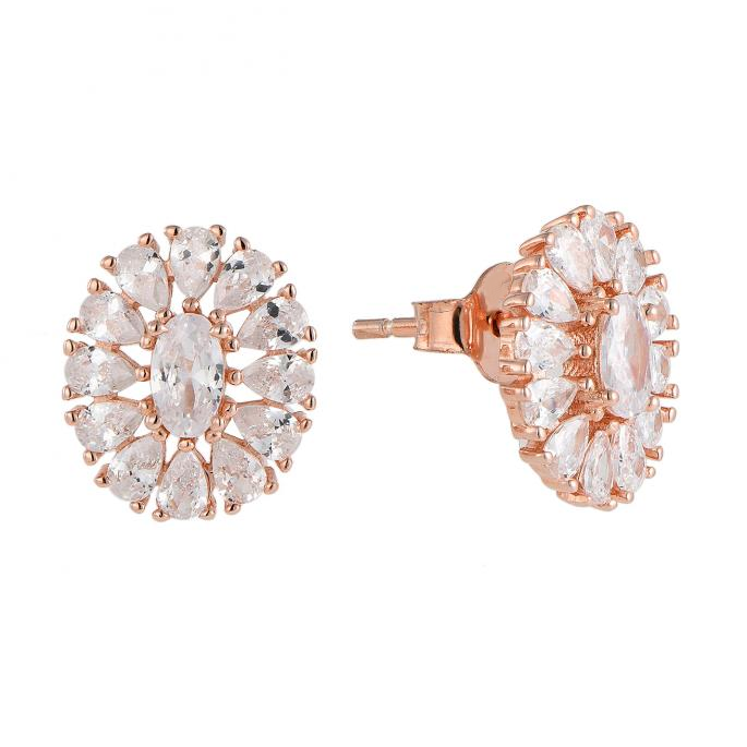 “Radiant Halo” Diamond Cluster Stud Earrings