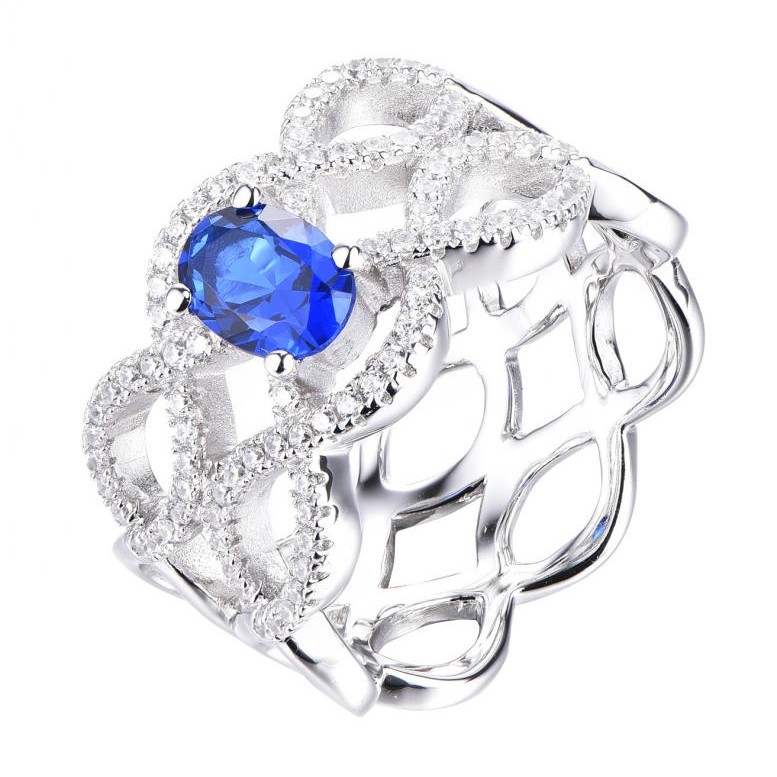 Sapphire & Diamond Openwork Ring
