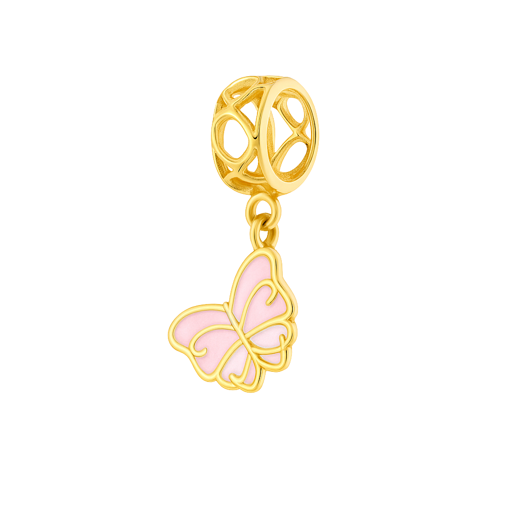 The Pink Flight Gold Charm: Gentle Transformation