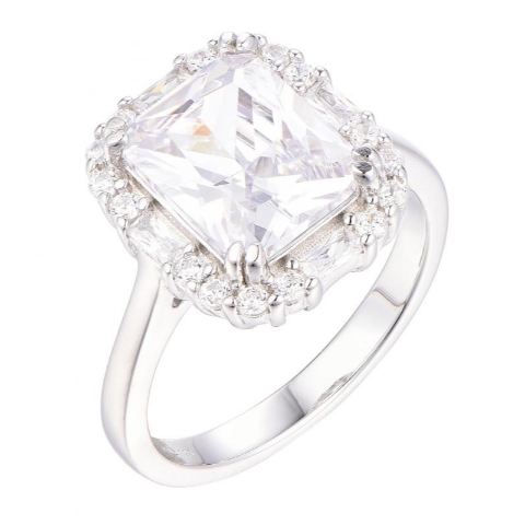 The Queen’s Gaze” Emerald-Cut Halo Ring