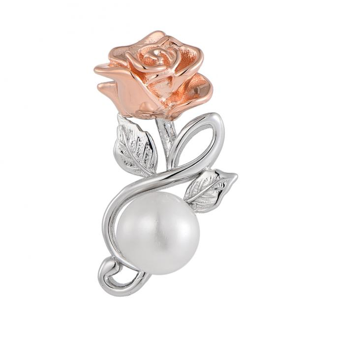 Two-Tone Rose & Pearl Diamond Pendant