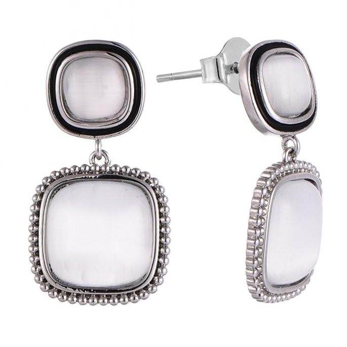 White Gold Double Cushion Earrings